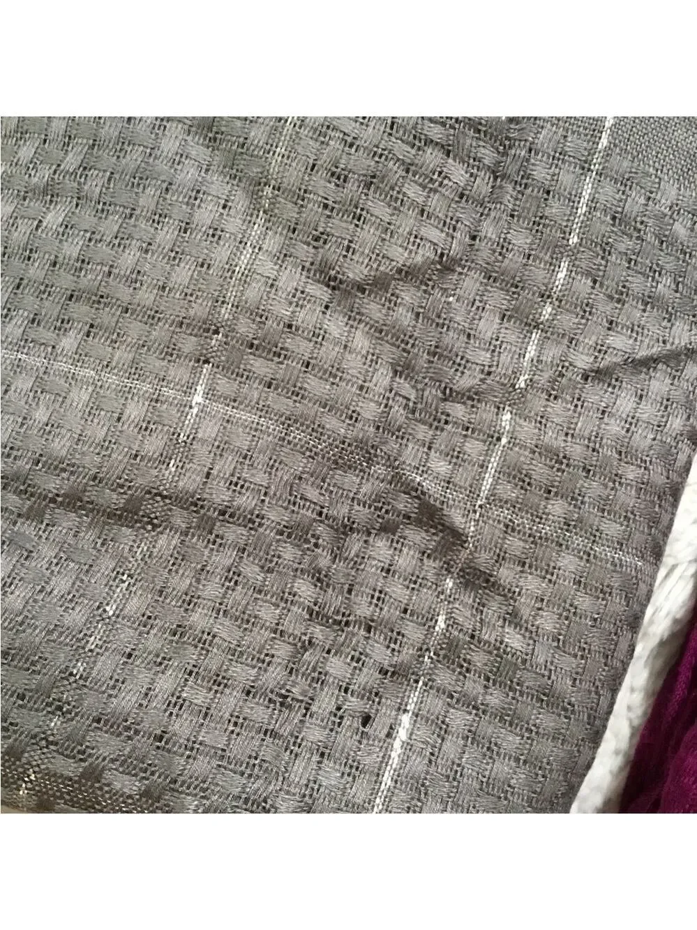 Apt 9 Basket Weave Lurex Pashmina oblong scarfs set of two purple & gray